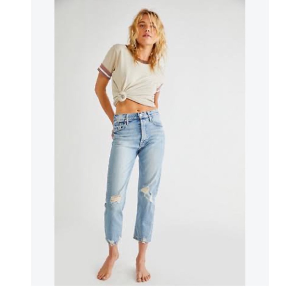 Mother Denim The Tomcat High Rise Straight Confession Distressed Jeans 30
